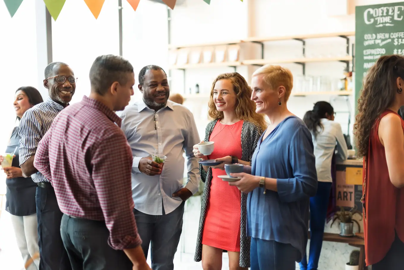 People talking at a social gathering